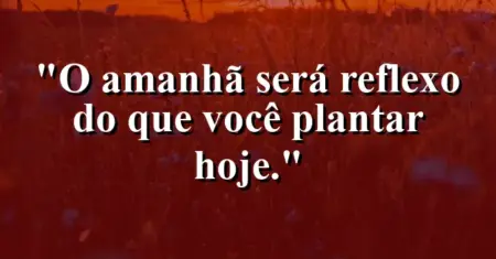 O amanhã será reflexo do que você plantar hoje.
