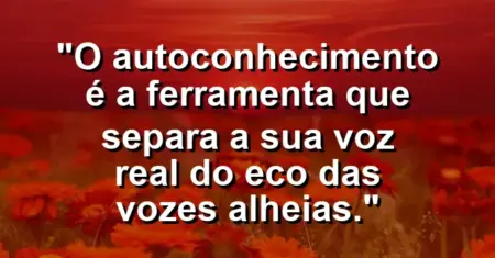 O autoconhecimento é a ferramenta que separa a sua voz real do eco das vozes alheias.