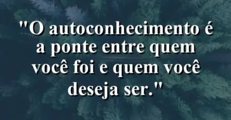 O autoconhecimento é a ponte entre quem você foi e quem você deseja ser.