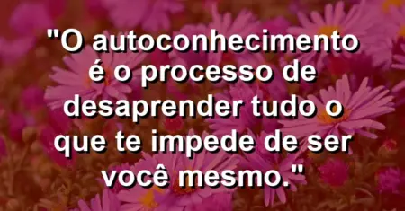 O autoconhecimento é o processo de desaprender tudo o que te impede de ser você mesmo.