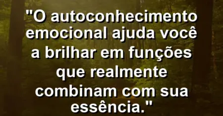 “O autoconhecimento emocional ajuda você a brilhar em funções que realmente combinam com sua essência.”