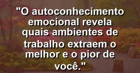 “O autoconhecimento emocional revela quais ambientes de trabalho extraem o melhor e o pior de você.”