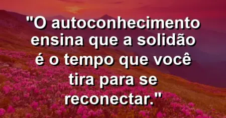 O autoconhecimento ensina que a solidão é o tempo que você tira para se reconectar.