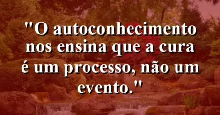 O autoconhecimento nos ensina que a cura é um processo, não um evento.