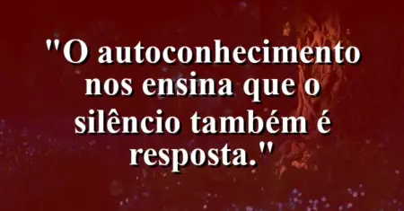 O autoconhecimento nos ensina que o silêncio também é resposta.