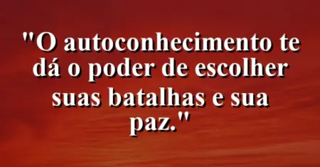 O autoconhecimento te dá o poder de escolher suas batalhas e sua paz.