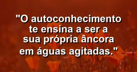 O autoconhecimento te ensina a ser a sua própria âncora em águas agitadas.