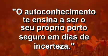 O autoconhecimento te ensina a ser o seu próprio porto seguro em dias de incerteza.