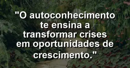 O autoconhecimento te ensina a transformar crises em oportunidades de crescimento.