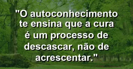 O autoconhecimento te ensina que a cura é um processo de descascar, não de acrescentar.