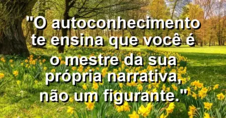 O autoconhecimento te ensina que você é o mestre da sua própria narrativa, não um figurante.