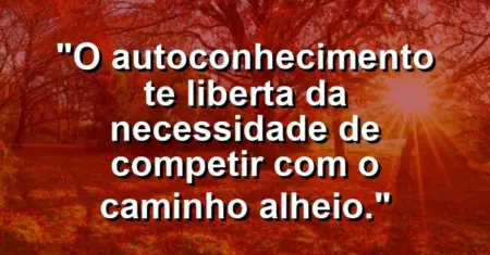 O autoconhecimento te liberta da necessidade de competir com o caminho alheio.