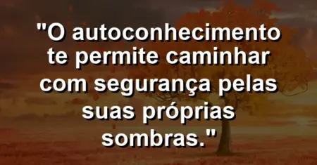 O autoconhecimento te permite caminhar com segurança pelas suas próprias sombras.