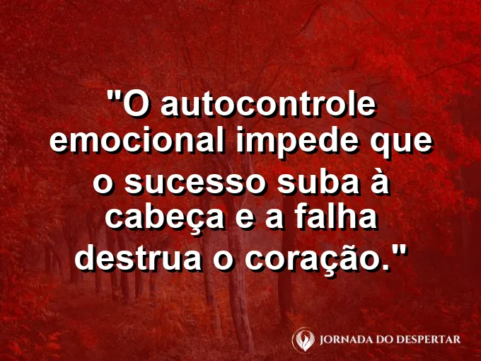 Balança equilibrada com uma medalha de um lado e um erro do outro com frase sobre autocontrole.