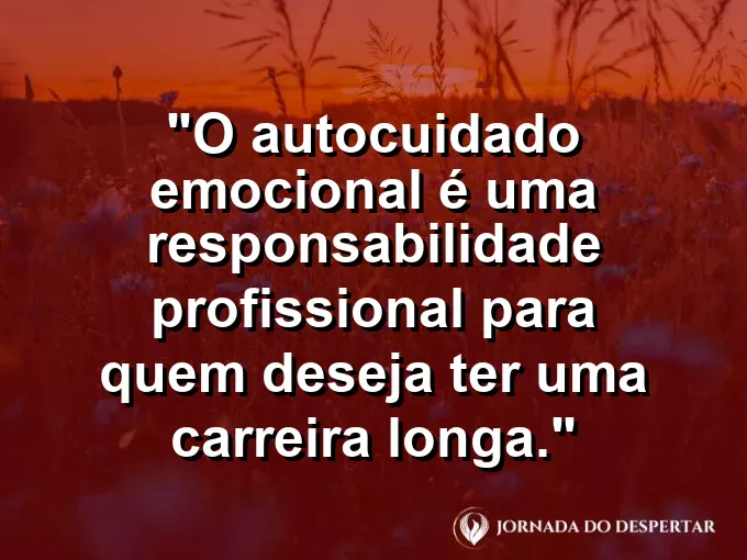 Pessoa meditando com um fone de ouvido em um escritório com frase sobre autocuidado.