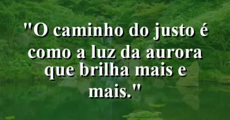 “O caminho do justo é como a luz da aurora que brilha mais e mais.”