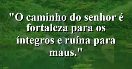 “O caminho do Senhor é fortaleza para os íntegros e ruína para maus.”