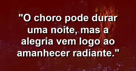 “O choro pode durar uma noite, mas a alegria vem logo ao amanhecer radiante.”