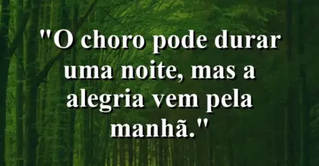 “O choro pode durar uma noite, mas a alegria vem pela manhã.”
