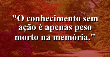 O conhecimento sem ação é apenas peso morto na memória.