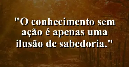 O conhecimento sem ação é apenas uma ilusão de sabedoria.