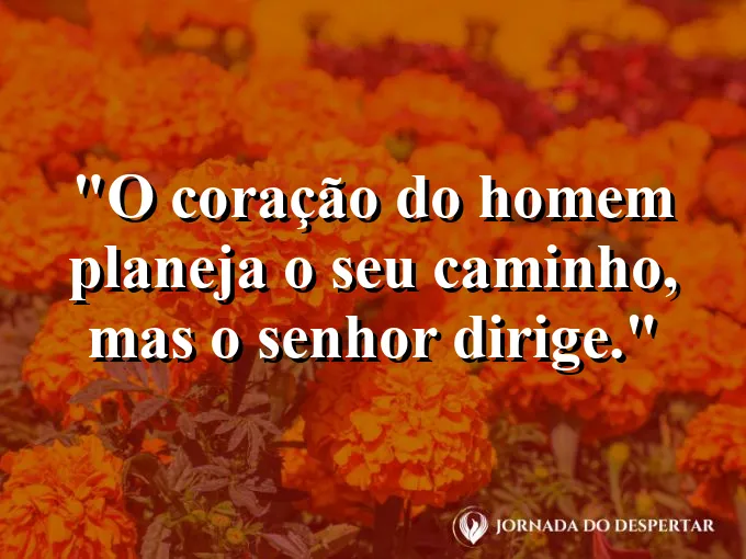 Bússola sobre um mapa de navegação antigo com frase sobre a direção divina para os passos do homem.