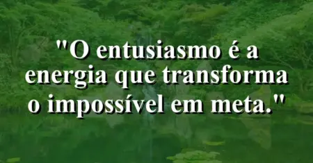 O entusiasmo é a energia que transforma o impossível em meta.