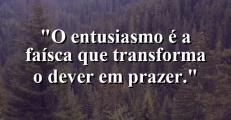 O entusiasmo é a faísca que transforma o dever em prazer.
