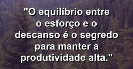 “O equilíbrio entre o esforço e o descanso é o segredo para manter a produtividade alta.”