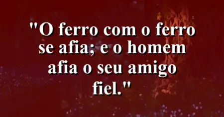 “O ferro com o ferro se afia; e o homem afia o seu amigo fiel.”