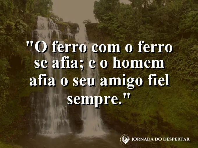 Duas ferramentas de ferro se tocando com faíscas e frase sobre amigos que se afiam.