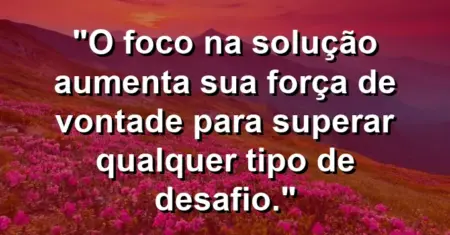 “O foco na solução aumenta sua força de vontade para superar qualquer tipo de desafio.”