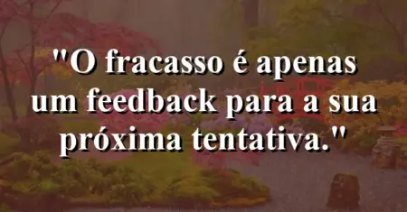 O fracasso é apenas um feedback para a sua próxima tentativa.