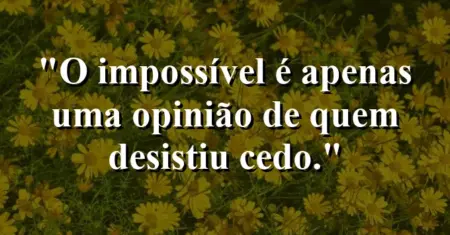 O impossível é apenas uma opinião de quem desistiu cedo.