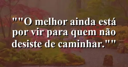 “O melhor ainda está por vir para quem não desiste de caminhar.”