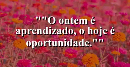 “O ontem é aprendizado, o hoje é oportunidade.”