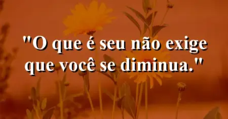 O que é seu não exige que você se diminua.
