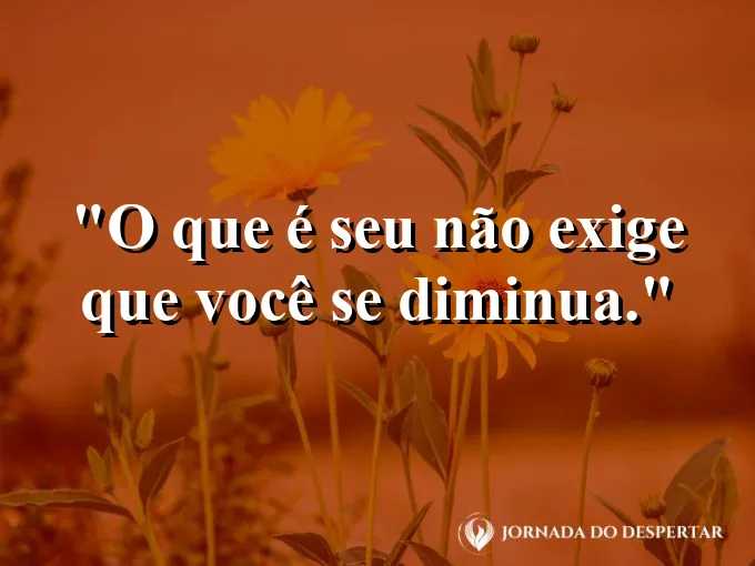Frase sobre autoconhecimento e autoestima: O que é seu não exige que você se diminua.