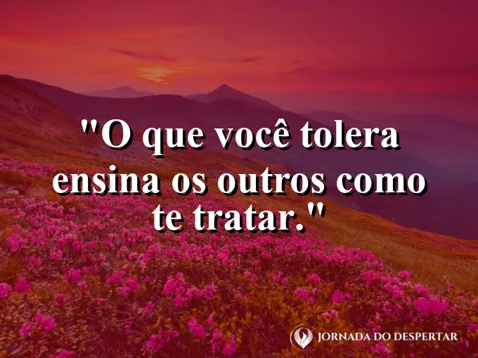 Frase sobre autoconhecimento e autoestima: O que você tolera ensina os outros como te tratar.