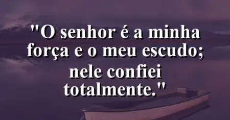 “O Senhor é a minha força e o meu escudo; nEle confiei totalmente.”