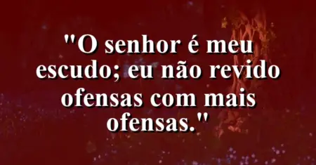 “O Senhor é meu escudo; eu não revido ofensas com mais ofensas.”