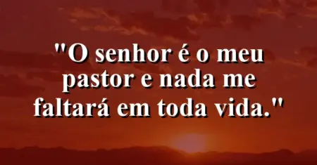 “O Senhor é o meu pastor e nada me faltará em toda vida.”