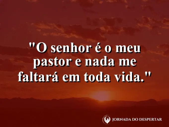 Campo verdejante com ovelhas descansando e frase do Salmo vinte e três de provisão.