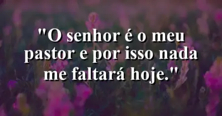 “O Senhor é o meu pastor e por isso nada me faltará hoje.”