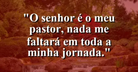 “O Senhor é o meu pastor, nada me faltará em toda a minha jornada.”