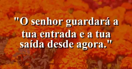 “O Senhor guardará a tua entrada e a tua saída desde agora.”