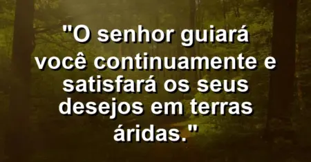 “O Senhor guiará você continuamente e satisfará os seus desejos em terras áridas.”