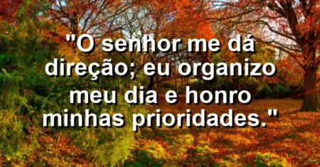 “O Senhor me dá direção; eu organizo meu dia e honro minhas prioridades.”