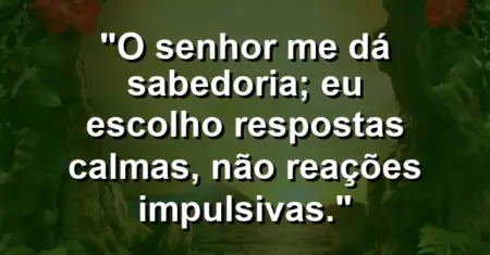 “O Senhor me dá sabedoria; eu escolho respostas calmas, não reações impulsivas.”
