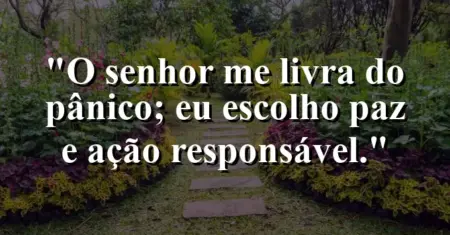 “O Senhor me livra do pânico; eu escolho paz e ação responsável.”